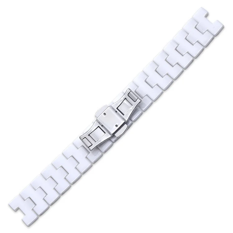 Uhgbsd Preto E Branco Cerâmica Watch Band Concave 16*6mm 18*7mm para pulseira de relógio de casal