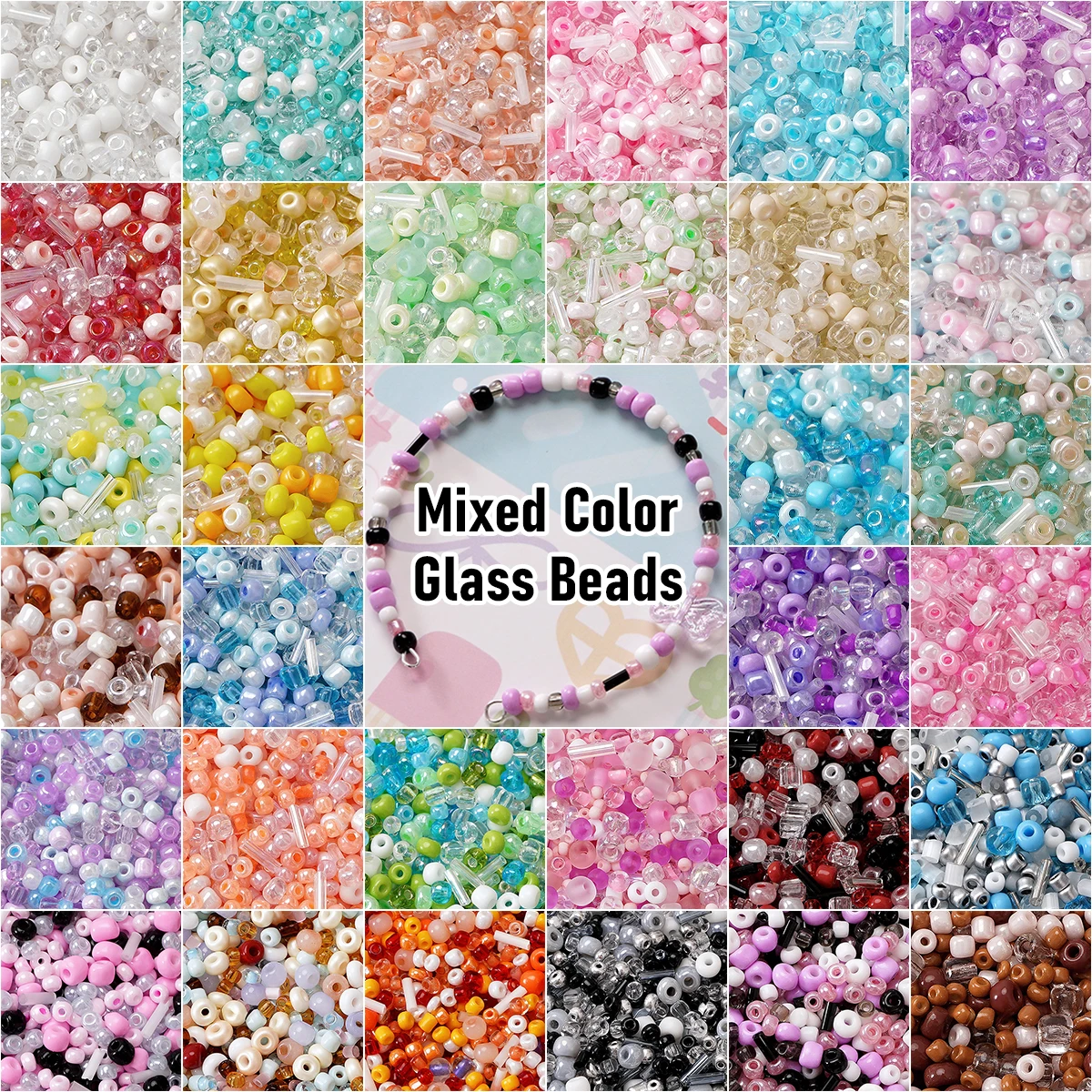

Mixed Color Glass Loose Beads Millet Beads - DIY Jewelry Making Supplies (Bracelet/Necklace/Earring/Phone Chain)