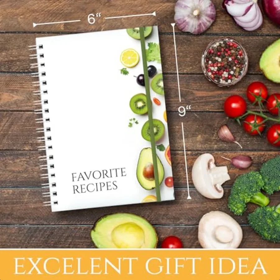 كتاب وصفات للوصفات الخاصة بك مقاس 6 × 9، كتاب وصفات الطباعة بالألوان الكاملة لكتابة الوصفات الخاصة بك مع 3 أوراق من Sti