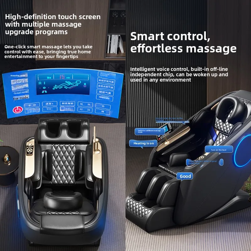 Luxury Home Massage Chair 8 Fixed Rollers Airbags Zero Gravity Seat Vibration Foot Roller Full Body Heating Bluetooth Audio