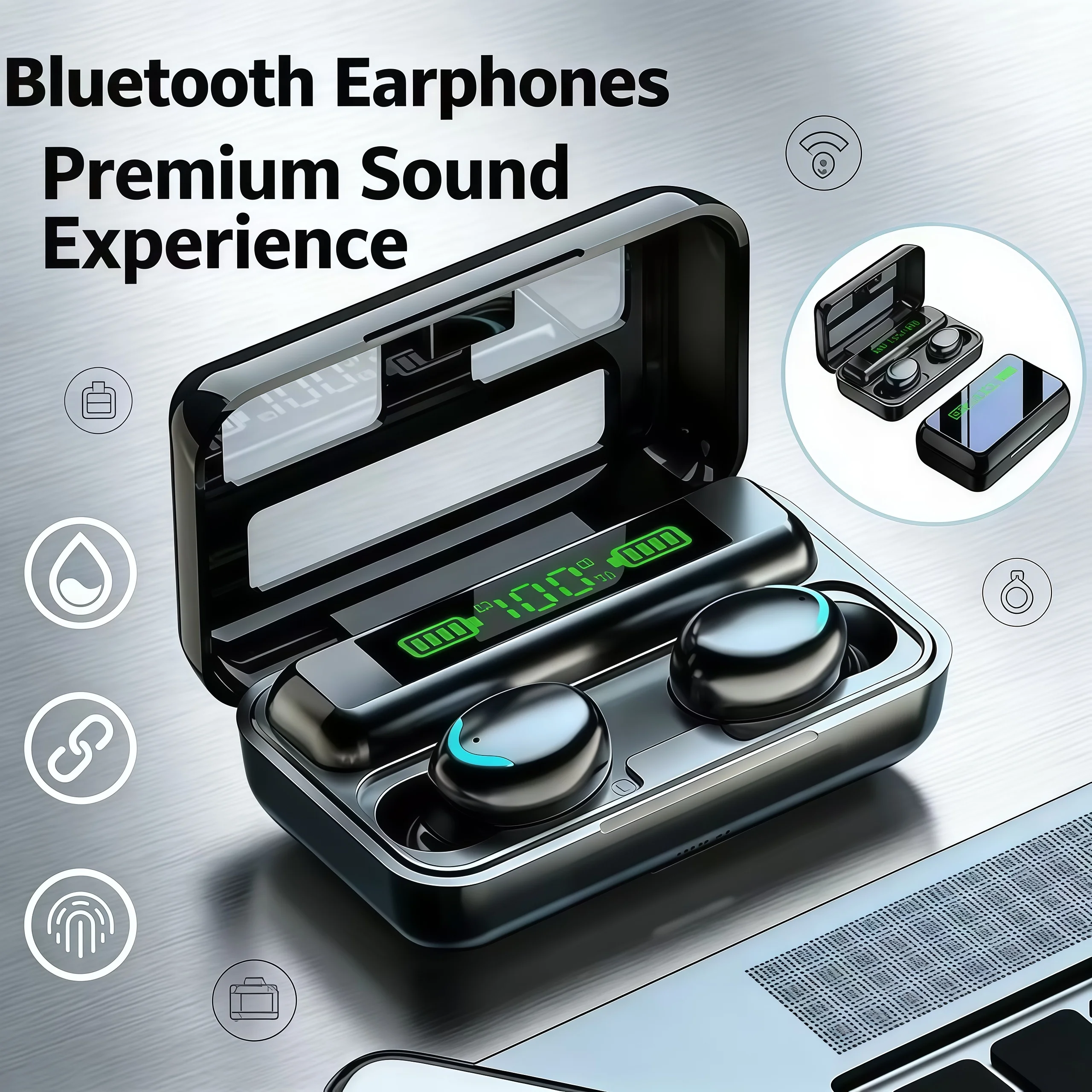 

2026 F9 Bluetooth Headphones 9D Stereo High Bass Sport Earphones Handfree Touch Control Tws Wireless Earbuds Waterproof Headset