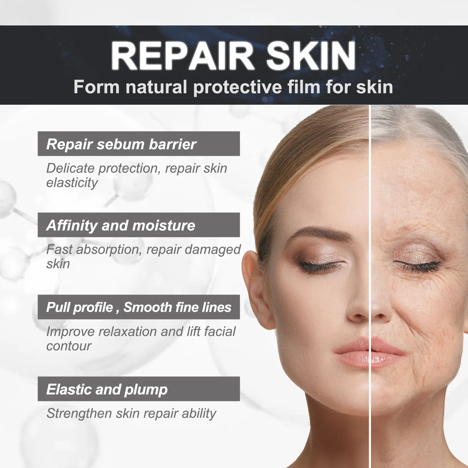 O soro facial ordinário antienvelhecimento de Retinol, remove o enrugamento, levantamento, ilumina a pele, desvanecem-se linhas finas, hidrata, pele