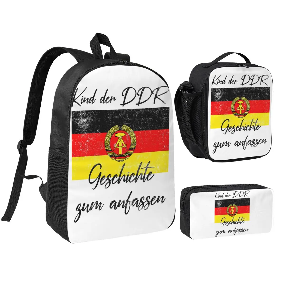 Child Of The GDR Wallfall November 9, 1989 Backpack BookBag School Bag Shoulder Bags 3ps Insulated Lunch Bag Pencil Case