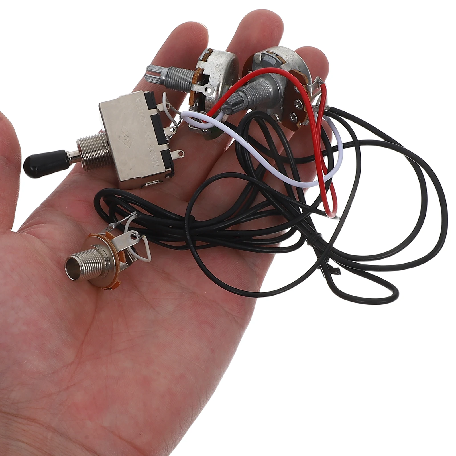 

4pcs Electric Wiring Harness Set 1T1V Large Electronics Chrome Black Cap Three Way Toggle Switch Metal Plastic Circuit