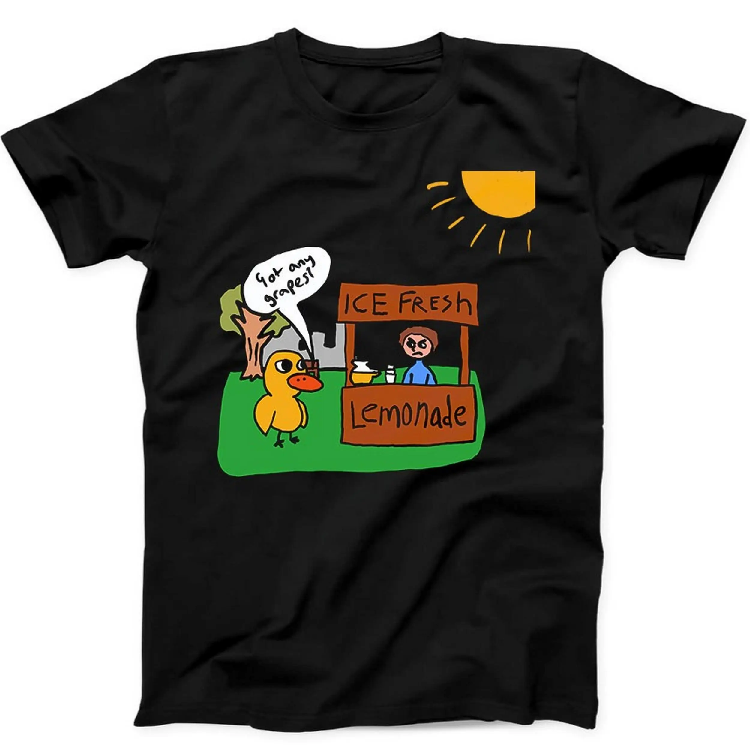 Camiseta de verano holgada y transpirable para hombre y mujer con diseño de parodia de canción de pato y chistes de limonada de uvas, regalo para niños