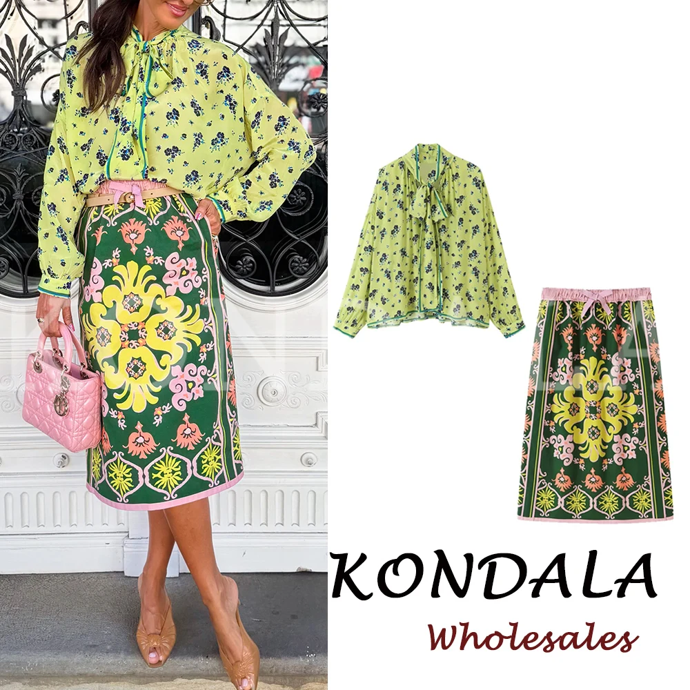 V Vintage Fashion - Комплект KONDALA Chic Green Autumn Print