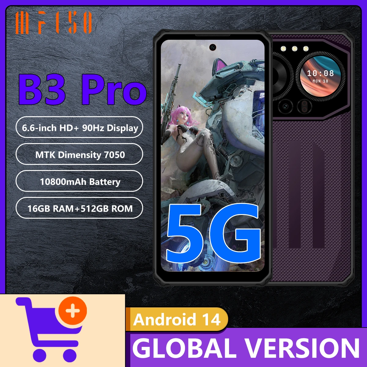 IIIF150 B3 Pro 5G Rugged Phone Dimensity 920 5G 100MP Main Cmaera 16GB RAM 512GB ROM 10800mAh 30W Charging Android 14 Smartphone