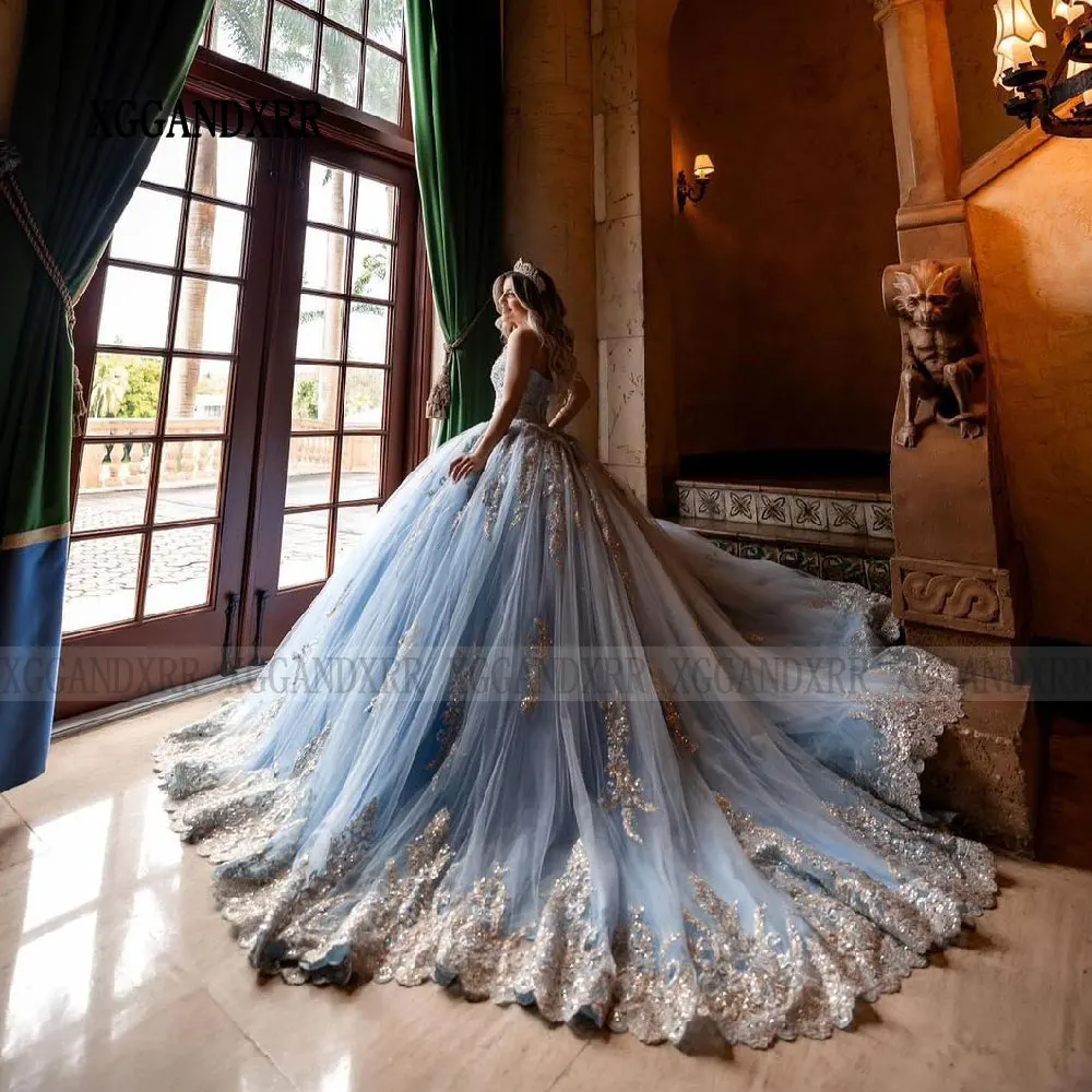 Neuankömmling blau Quince anera Kleider 2024 Prinzessin Vestido de 15 Años süß 15 16 Schatz rücken frei xv Geburtstag Abschluss ball Party