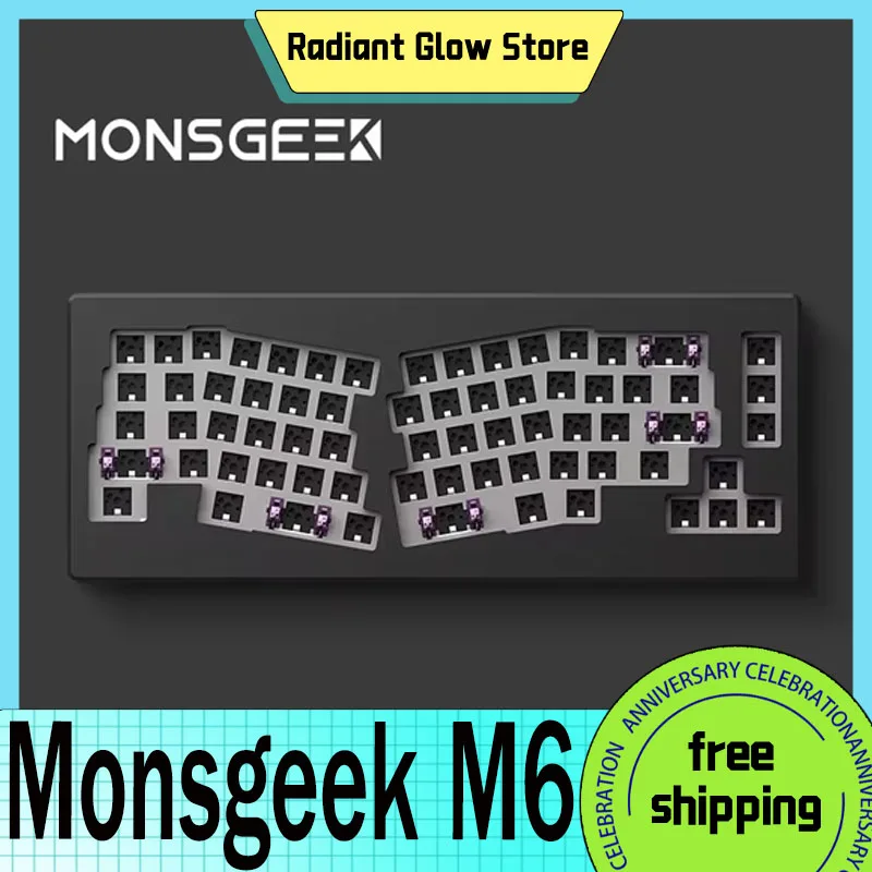 

Игровая клавиатура Monsgeek M6 Alice, проводная клавиатура из алюминиевого сплава, Rgb, с горячей заменой, прокладка, набор механических клавиатур на заказ, подарок