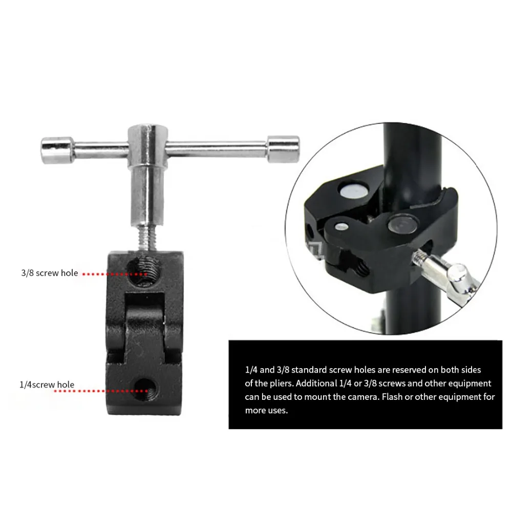 Super Clamp Mount Halter mit Stativ Kugelkopf Adapter für Gopro für Insta360 DSLR Monitor LED Blitzlicht Kamera Röhren halterung – Detail 16