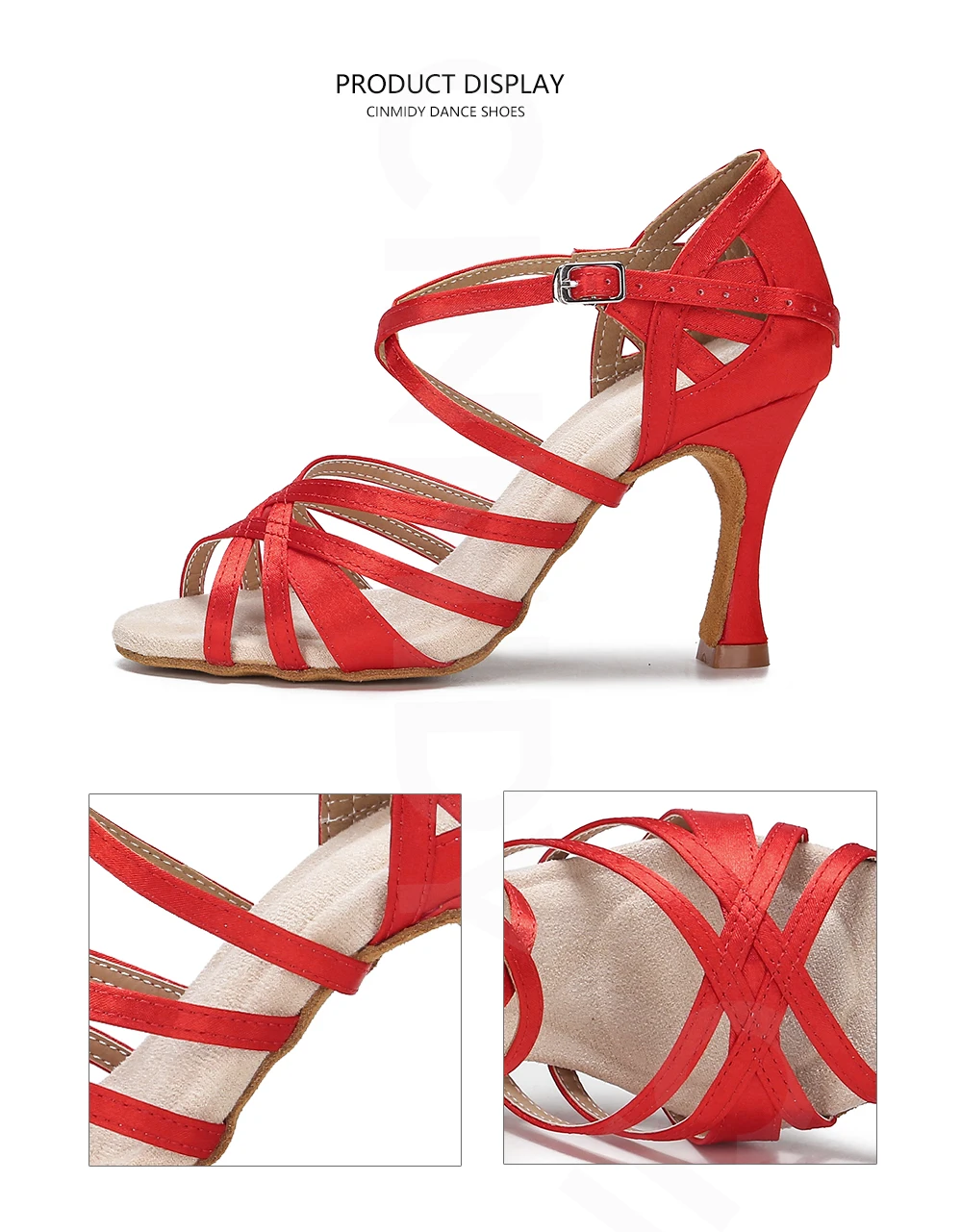 CINMIDY Seiden-Satin Tanzschuhe Ballroom High Heel Tanzschuhe für Mädchen und Frauen Latein Tanzschuhe Indoor Weiche Sohle Partyschuhe – Detail 13