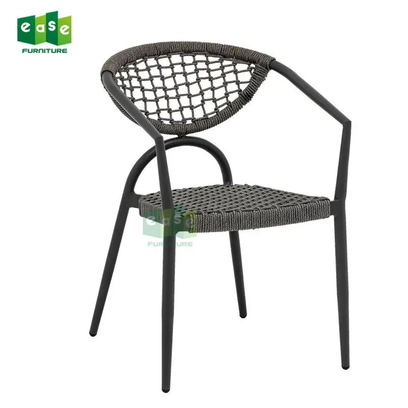 Outdoor French rattan chair three-piece set combined balcony lounge chair courtyard rattan rope chair outdoor garden table and