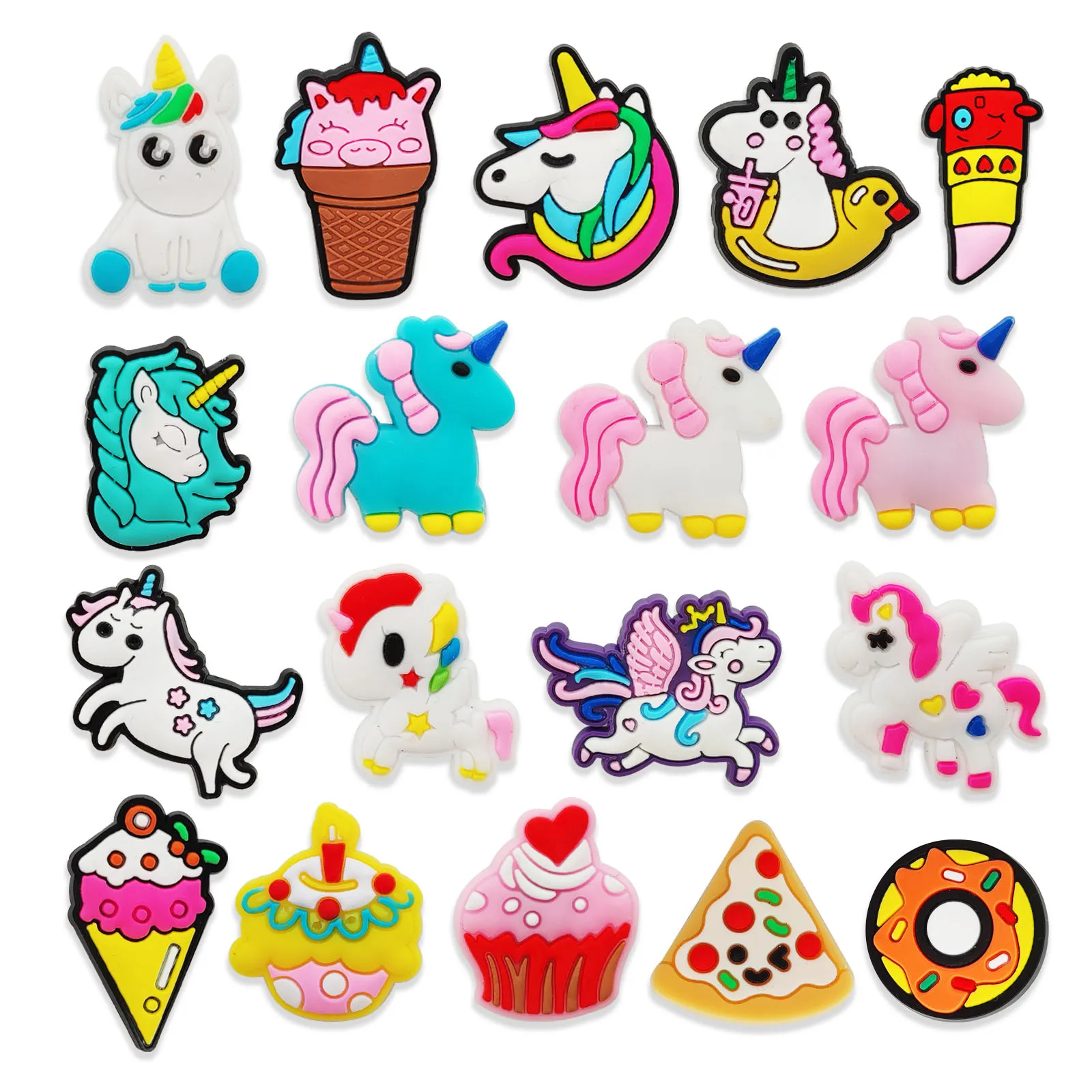 18Pcs Cute Unicorn Series Shoe Charms For DIY Charms Shoe Decoration Accessories Shoe Pins Bubble Slides Sandals Great Gift