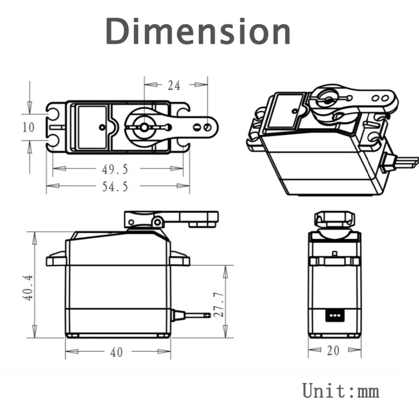 4PCS DSSERVO DS3218 20KG 디지털 서보 방수 풀 메탈 기어 고토크 RC 서보 (25T 혼 포함) 1/8 1/10 바하 자동차용
