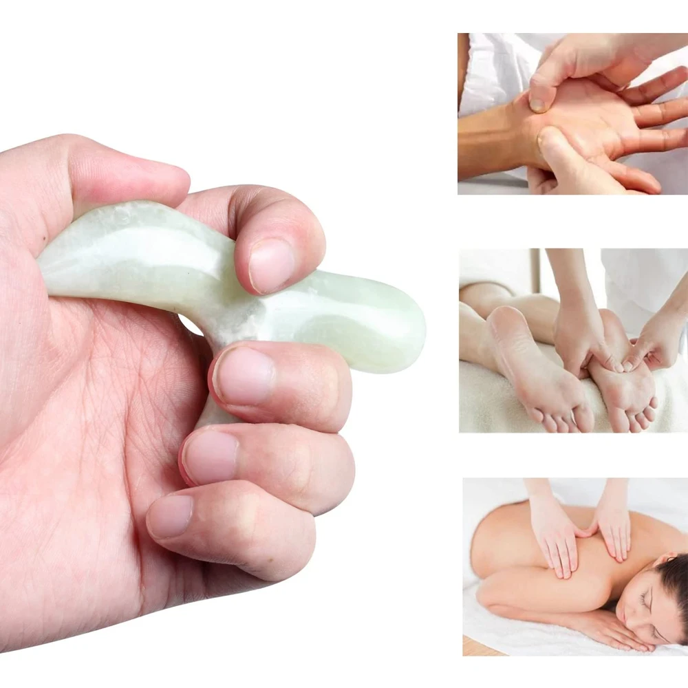 Jade Stone Trigger Point Massagem Ferramenta, Massagem Profunda De Tecido, Reflexologia Acupressão Ferramentas, Relaxamento Do Corpo, Alívio Da Dor Muscular