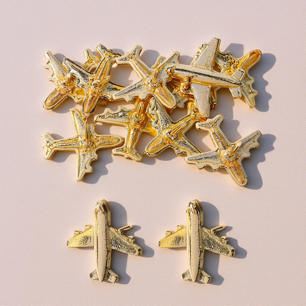 12 قطعة طائرة معدنية دفع دبابيس الإبداعية ثلاثية الأبعاد الذهب Thumbtacks ل لوحة الفلين صور جدار خريطة دبابيس السفر ديكور مكتب المدرسة