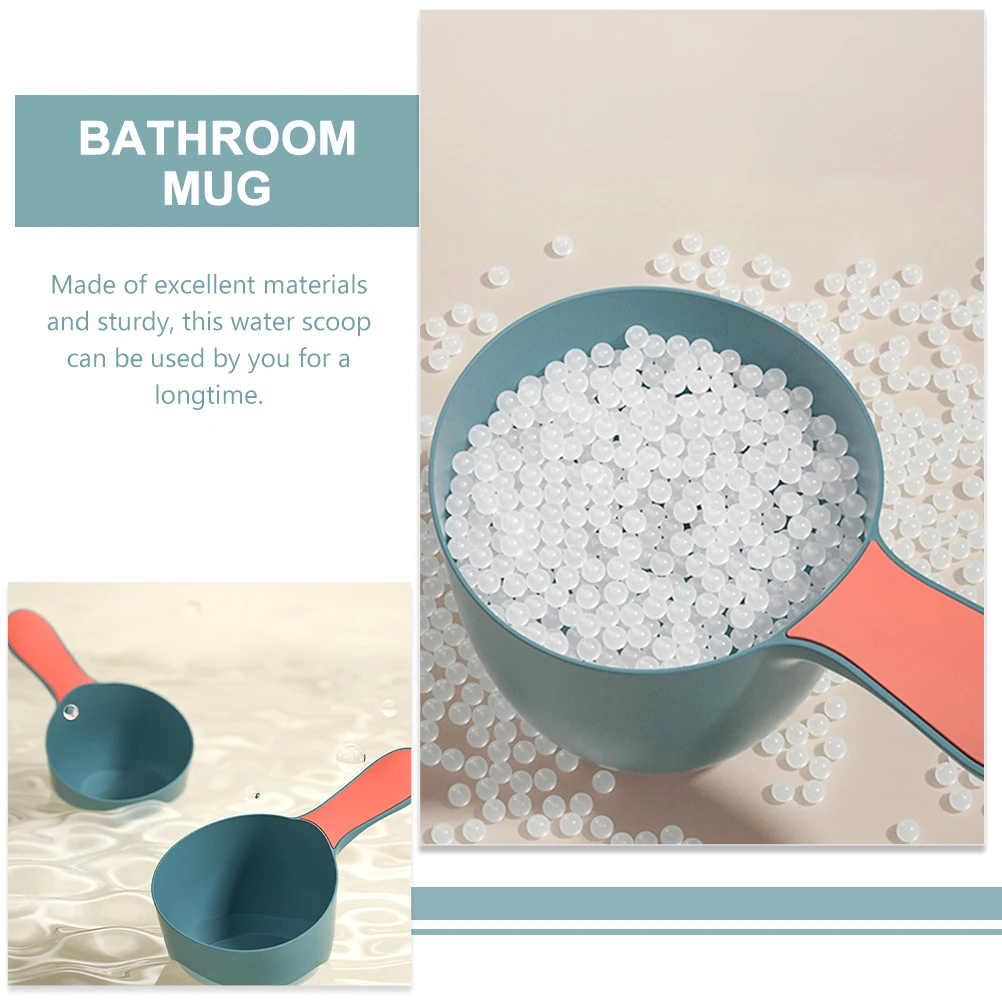 

3pcs Ergonomic Handle Shower Cup Hair Rinse Bucket Plastic Mugs Bathroom Dippers Shower Bucket Green