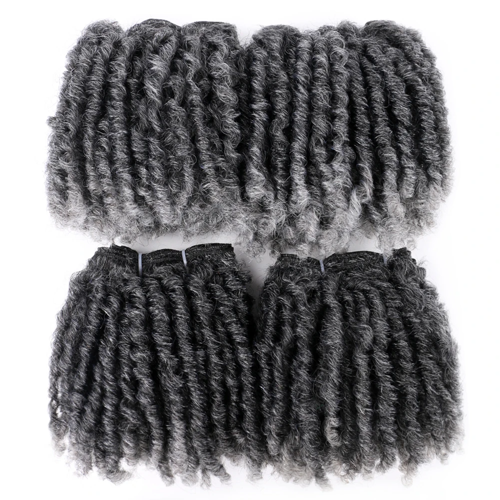 6 inch 4-packs korte dreadlocks grijs gekleurde ombre synthetische haarbundels