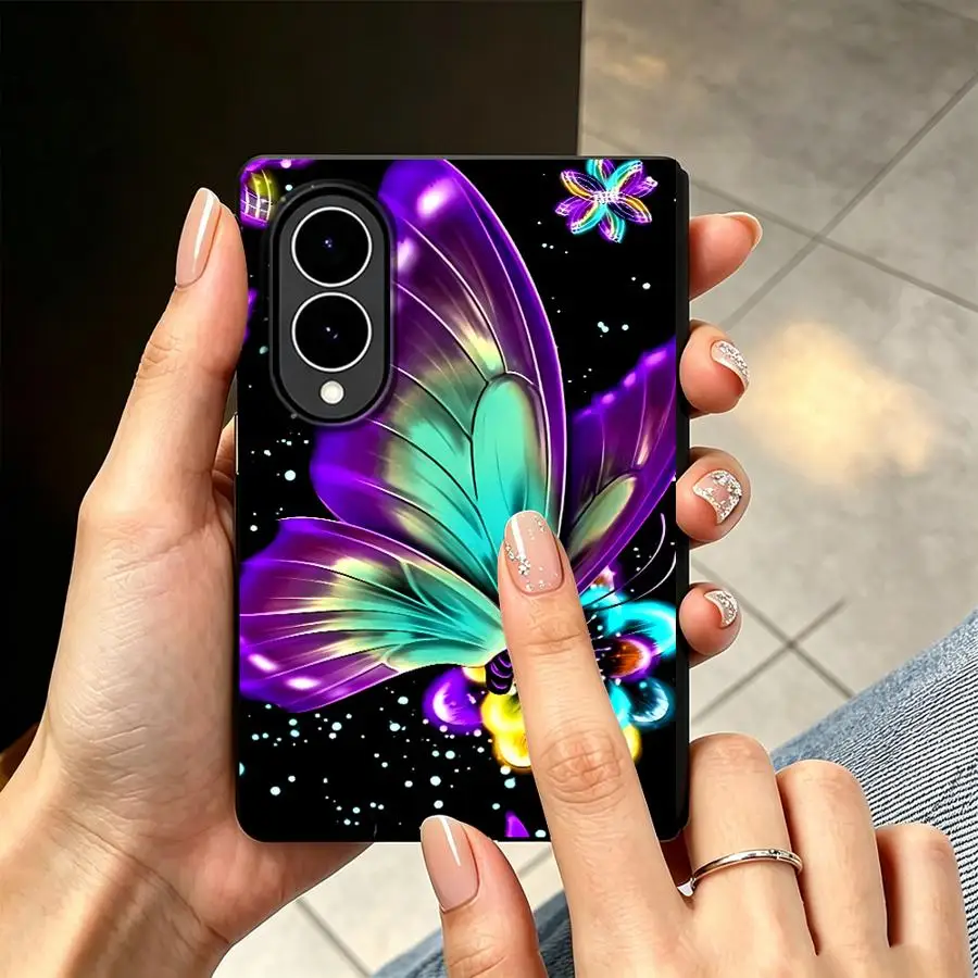 Neon Butterfly Galaxy Case for Samsung Galaxy Z Fold 8 ZFold Wide ZFold8 Z Fold8 Wide Luxury Phone Cover