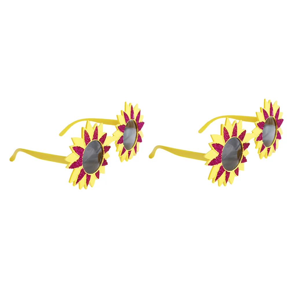 2Pcs Stylish Sunflower Eyewear Hawaiian Party Eyeglasses Funny Party Props Glasses Frames Photo Props