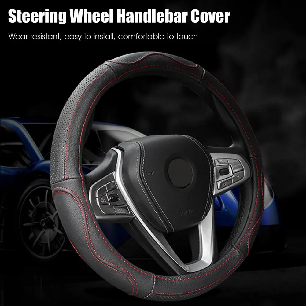 Skidproof Faux Leather Decorative Car Styling Steering Wheel Cover Steering Wheel Protector Car Accessories