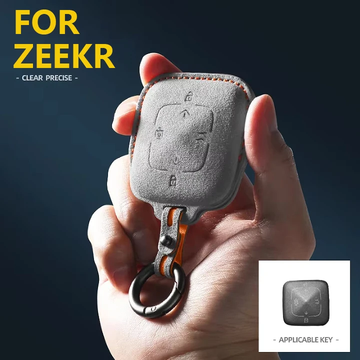 Car Key Case Suede Cover for ZEEKR 001 X Auto Remote Smart Keychain Keyless Entry 2024 2023 2022 Shell Protector Accessories