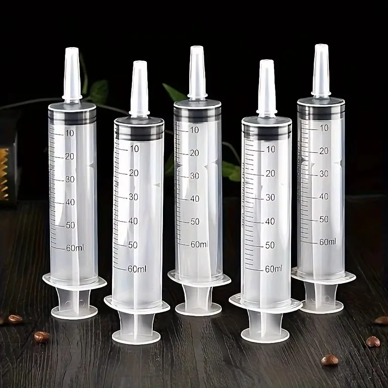 60ml Plastic Syringe with Tube Measuring Barrel, Liquid Syringe with Cap for Liquid Oil Absorption, Pet Feeding Syringe