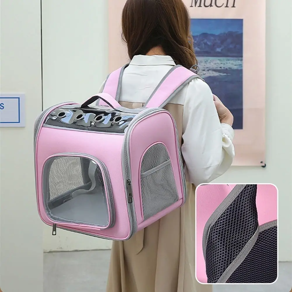 Safe Foldable Pet Carrier Backpack Portable Breathable Mesh Pet Travel Bag Side Window Waterproof Cats Carrying Case Walking