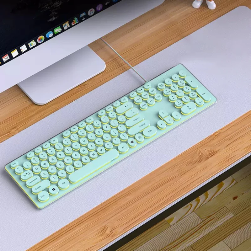 

Проводная USB-клавиатура с подсветкой, 104 клавиши, бесшумная клавиатура с УФ-покрытием для компьютера, ноутбука, клавиатура для офиса, зеленая