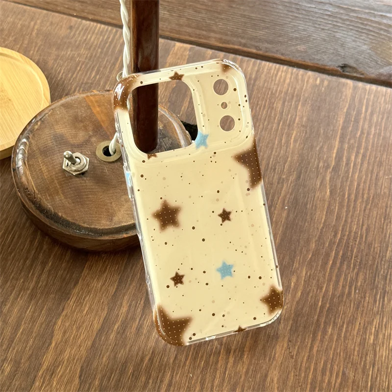 حافظة هاتف كورية لطيفة على شكل نجمة لهاتف آيفون 17 برو 16 15 14 برو ماكس مع سلسلة حافظة كاواي مقاومة للصدمات لهاتف أبل 17 برو ماكس كابا