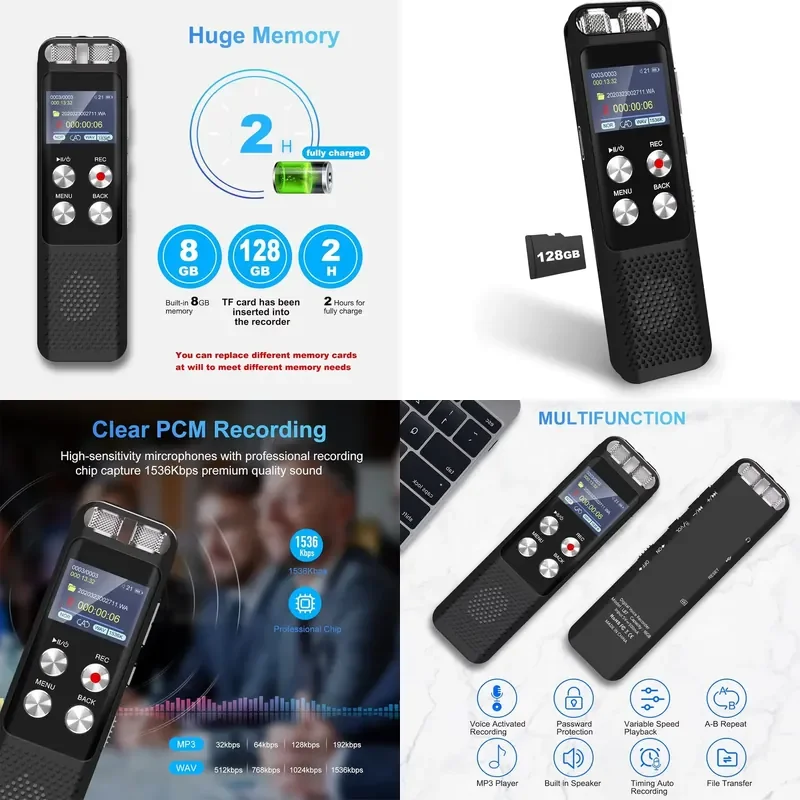 Hot Sell Voice Activated Recorders With Playback Audio Recording Device Dictaphone Sound Portable Tape Recorder