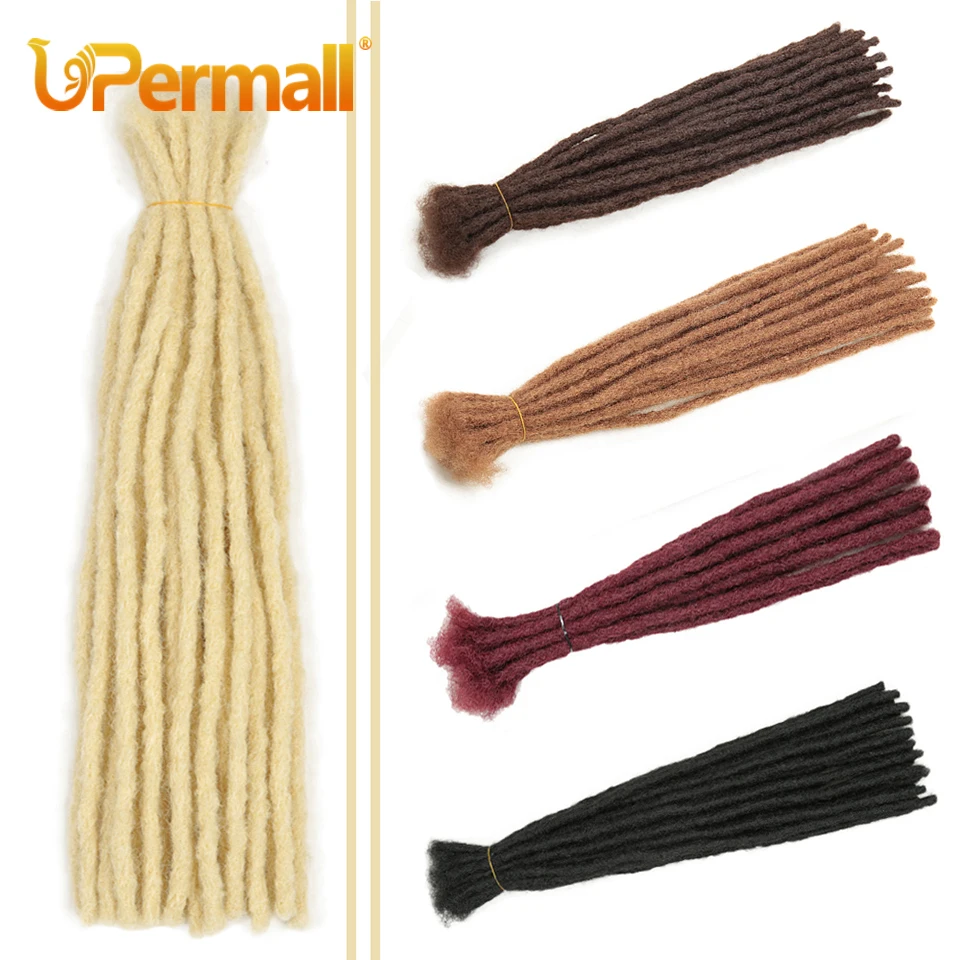 Upermall Dreadlocks Human Hair Crochet Extensions 100% Real Remy Locs Hair 8-26 Inch For Men & Women 40-70 Pcs Full Head 0.6Cm