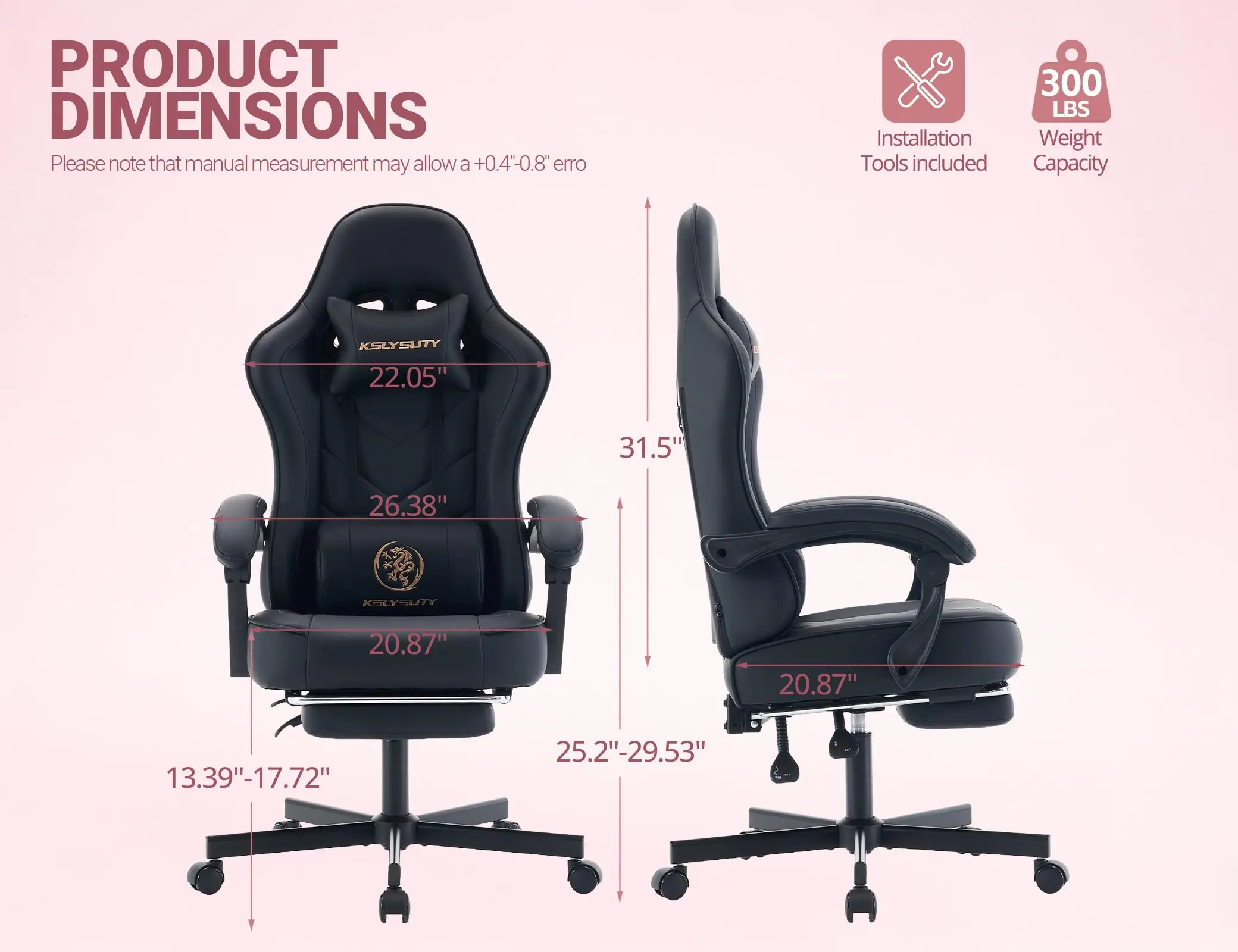 Mistpeople Gaming Chair, Ergonomic High Back Computer Chair with Footrest, Lumbar Support & Pocket Spring Cushion