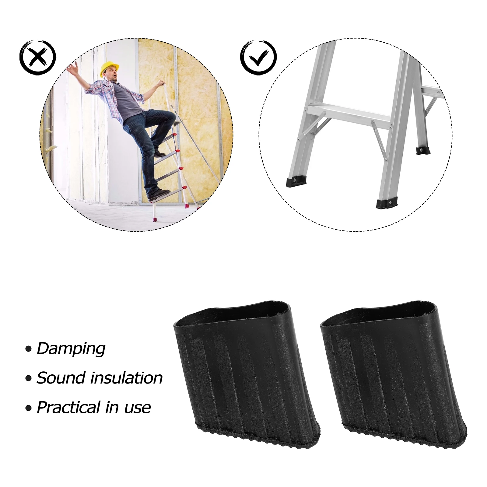 

4Pcs Ladder Feet Covers Rubber Non-Slip Thickened Pads Anti-Skid Foot Protectors Enhanced Stability Ladder Accessories