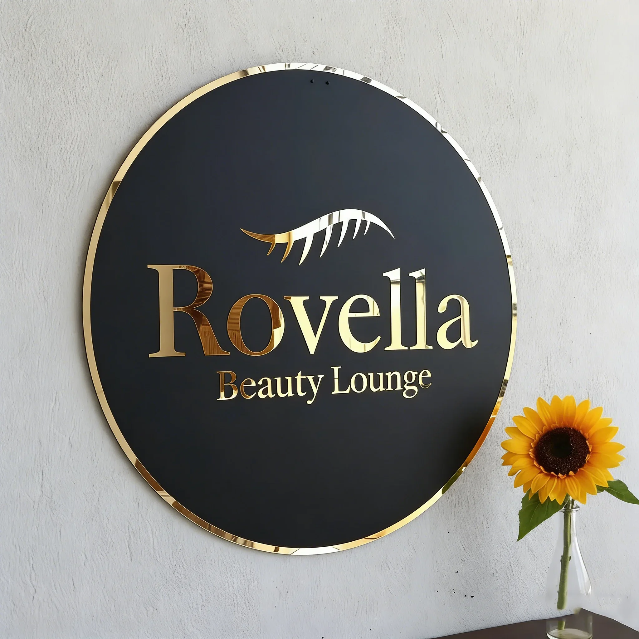 Custom Wall Sign Personalized 3D Acrylic Sign Logo for Beauty Salon Office Business Sign,Round Acrylic Sign for business Signage