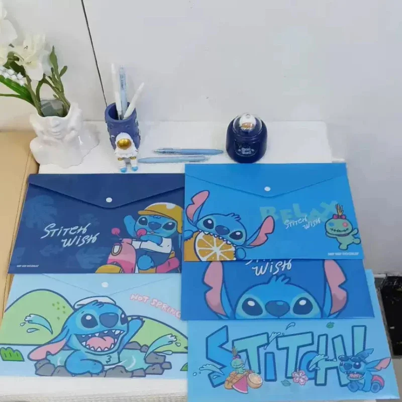 

Disney Stitch A4 Snap File Bag Archive Bag Student Cartoon Waterproof Transparent Folder Thickened Large Capacity Storage Bags