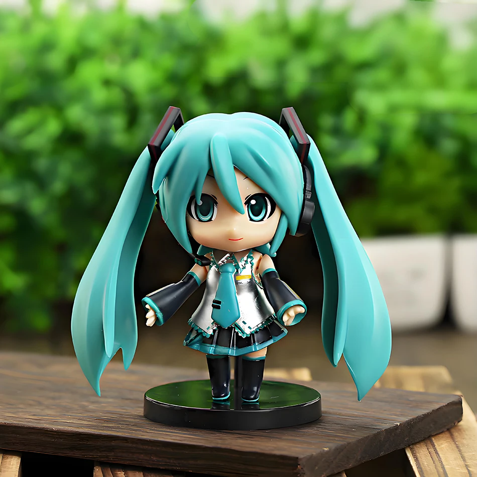 Bonito anime hatsune miku figura mini menina personagem ornamentos kawaii rosa verde hatsune decoração de mesa para casa brinquedos adultos presentes aniversário