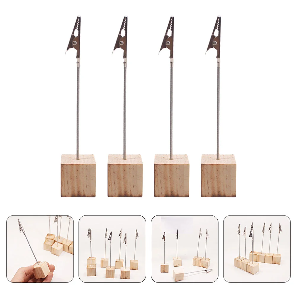 15 Pcs Message Folder Business Card Holder Table Numbers Memorandum Photo Wood Iron Clip Stands Office Display