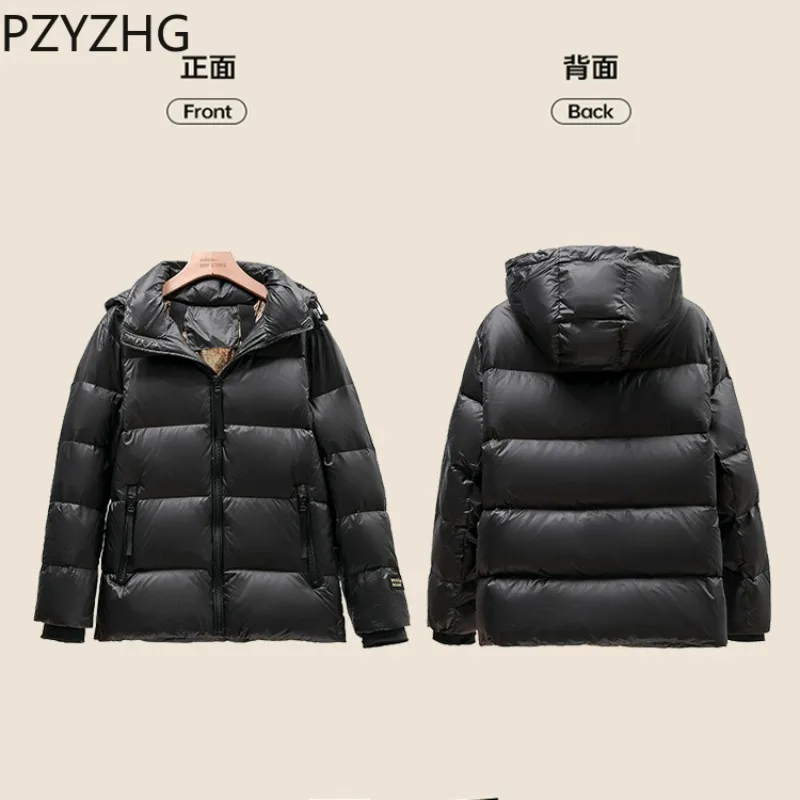 2023 New Women Down Jacket Winter Coat Female Medium Style Parkas Short Thicken Outwear White Duck Down  PU Overcoat