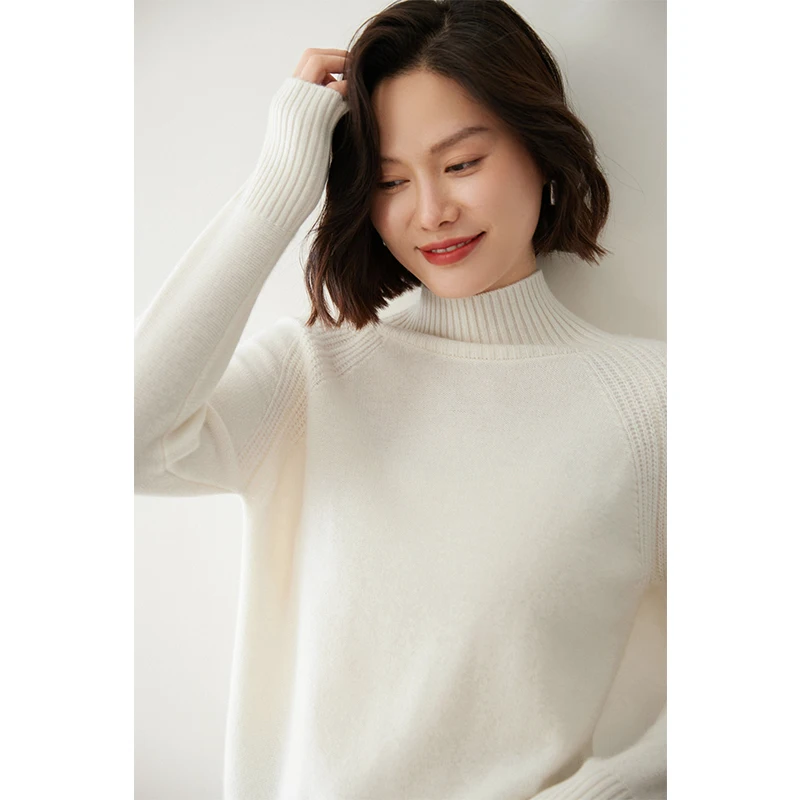 2023 Autumn Winter New 100% Pure Cashmere Sweater Turtleneck Women\'s Thicken Warm Pullover Female Loose Large size Knit Jumper