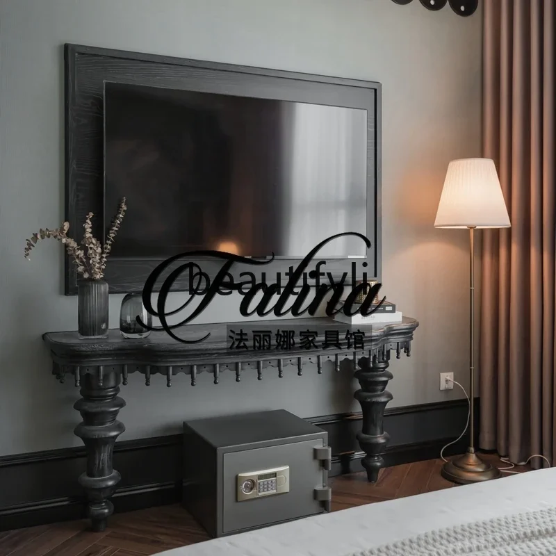 

A139 French retro solid wood European home TV cabinet entrance table American decorative table case