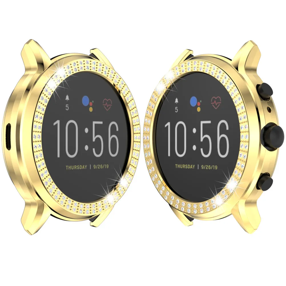 

Защитный чехол для часов PC Watch, серебристый, с двойным рядом страз, совместимый с аксессуарами для часов Gen 5 Hr