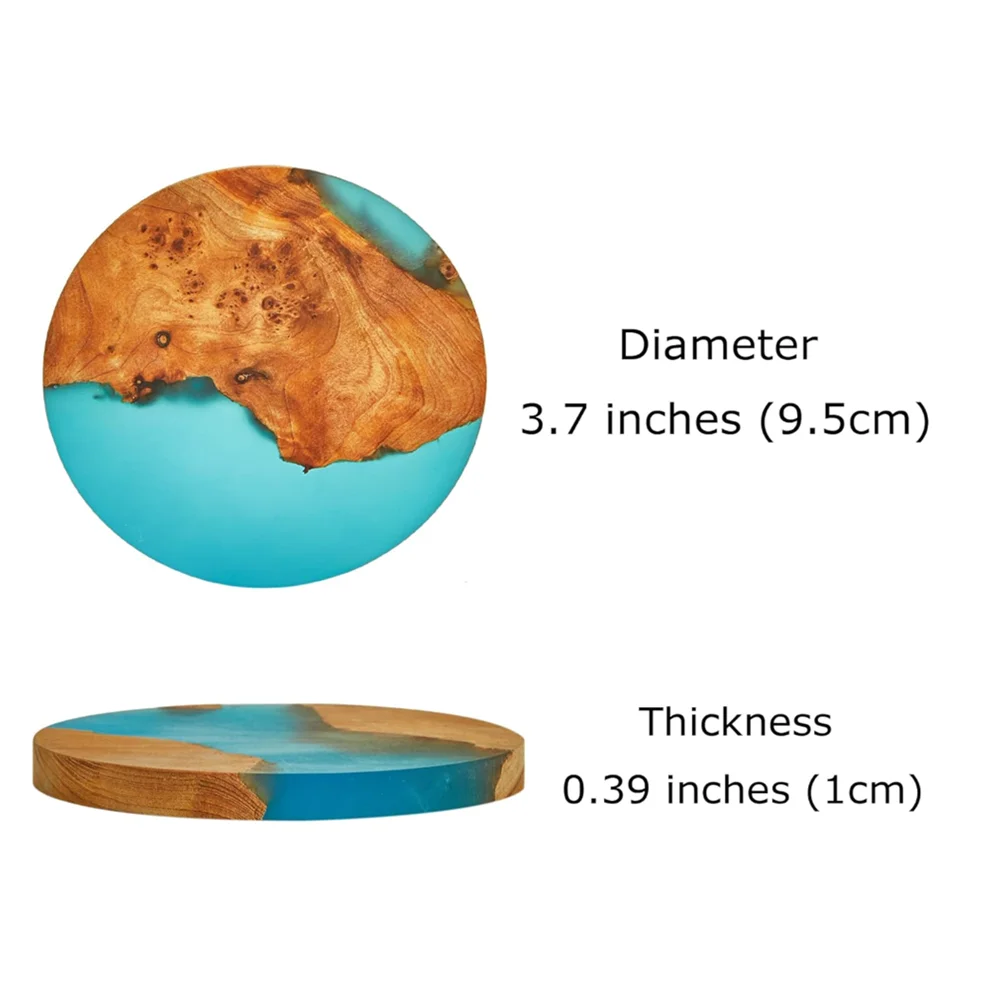 Round Wooden Coasters with Epoxy Resin, Bar Coaster for Drinks, Modern Coasters for Bar Kitchen Home Apartment