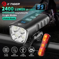 Luz delantera para bicicleta de X-TIGER, faro LED recargable de 6400mA, 2400LM, para ciclismo de montaña