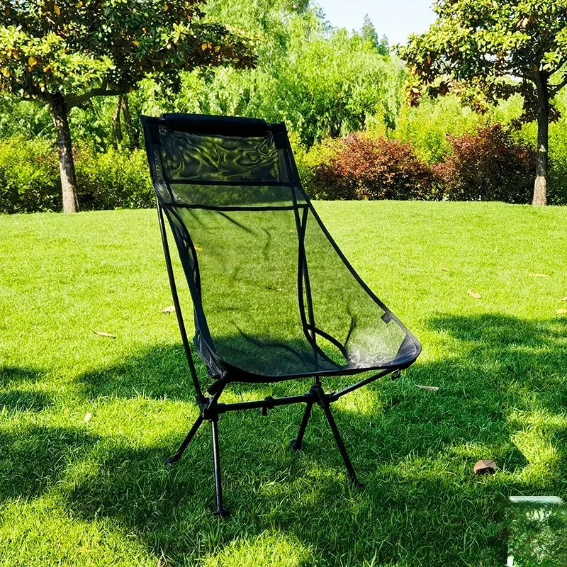 #Same style moon chair with black mesh and white mesh, two pumpkin road folding chairs