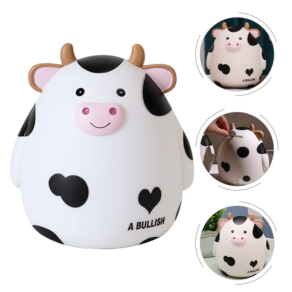 

Household Cartoon Piggy Bank Child Animals Large Vinyl Cow Model Coin Container