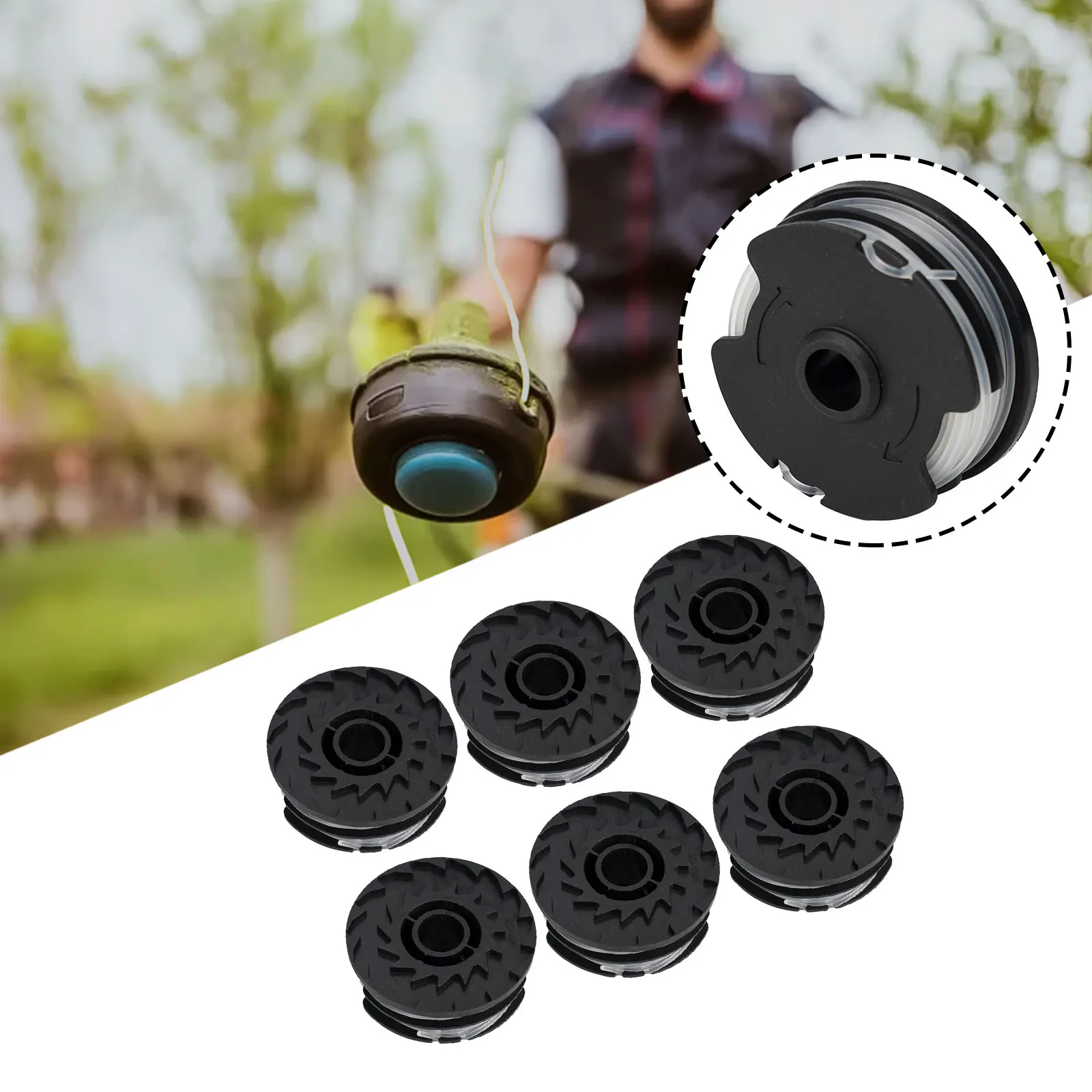 Achieve effortless lawn care with these strong replacement spools for Parkside PRTA 20Li C3 IAN351753 trimmer, pack of 6