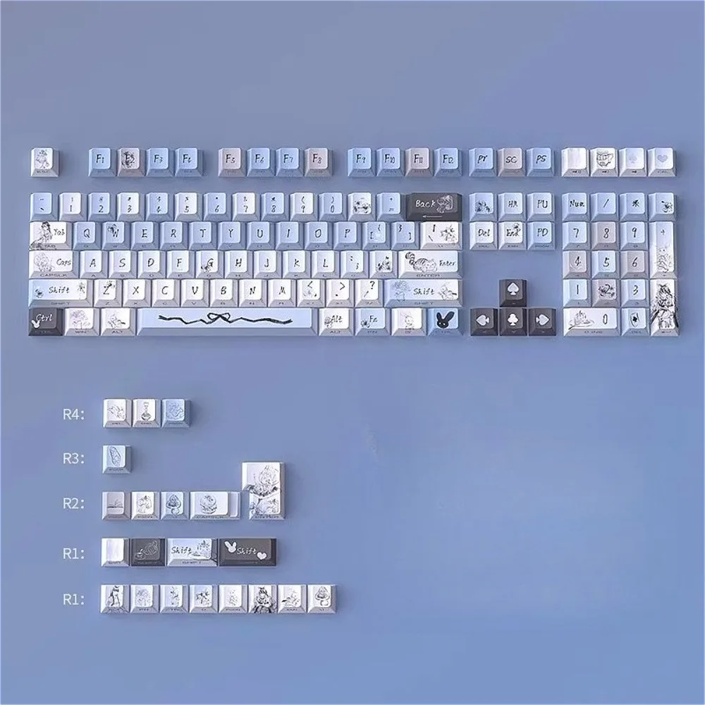 

Ink Alice Keycap 128 Key Side Engraved PBT Thermal Sublimation Luminescent Keycap Customized Mechanical Keyboard Keycap