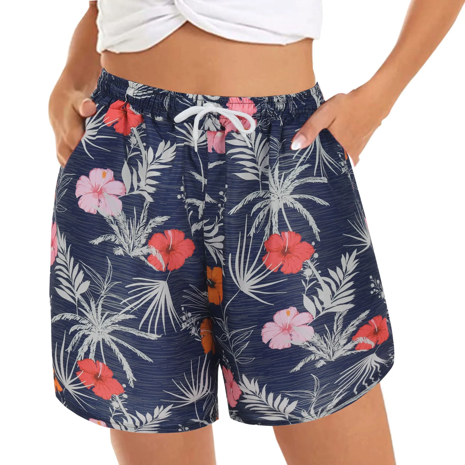 

Bermuda Shorts Women's Sports Shorts Summer Floral High Waist Print Shorts Women Fashion Plus Size Casual Basic Short Pants