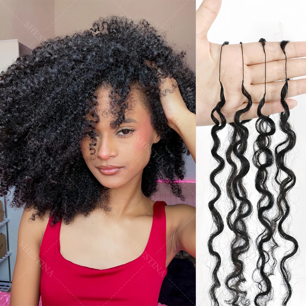 

12A предварительно разделенные маленькие спирали вьющиеся вязанные крючком человеческие волосы натуральные черные афро странные вьющиеся плетение волос крючком объемные волосы